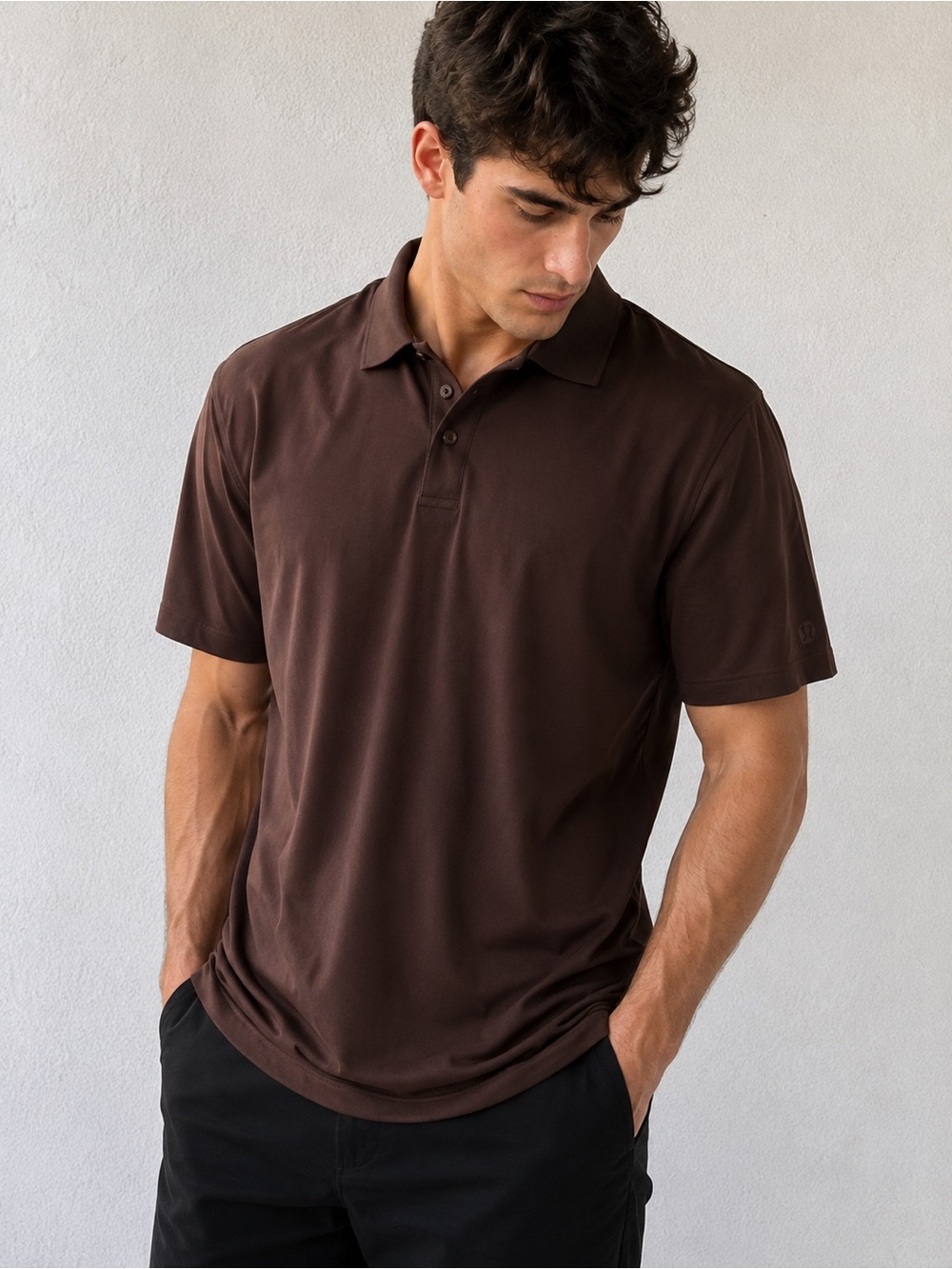 Lululemon Brown Performance Polo Shirt Relaxed Fit Short Sleeve Top XL - Picture 1 of 4